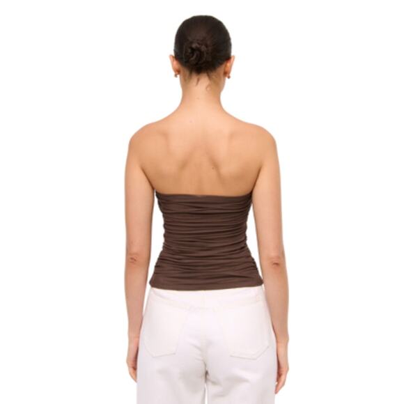 Abercrombie & Fitch Bra-Free Mesh Hardware Tube Top Chestnut Brown Size XL NEW - Picture 3 of 7